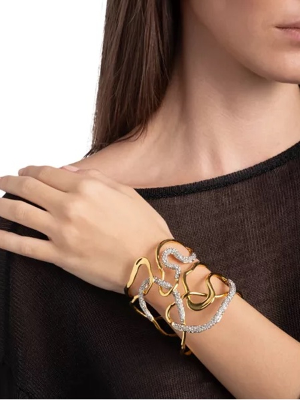 ALEXIS BITTAR Solanales Gold Crystal Intertwined Cuff Bracelet